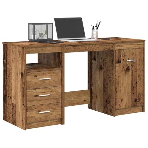 vidaXL Escritorio con Armario de Madera Antigua y Madera de ingeniería