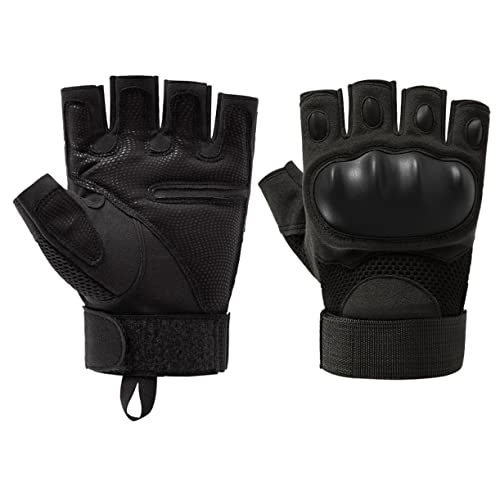 OSOLADY Black Half-Finger Gloves Men Cycling Sports Gloves Breathable Material for Biking and Running