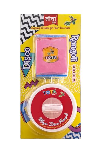 Image of TOTA Magic Rangoli Maker for Navratri Pongal Diwali Pooja Mandir Design Rangoli Powder Colours with 4 Assorted Rangoli Colour Powder, 1 Rangoli Stencil and 1 Magic Rangoli Maker