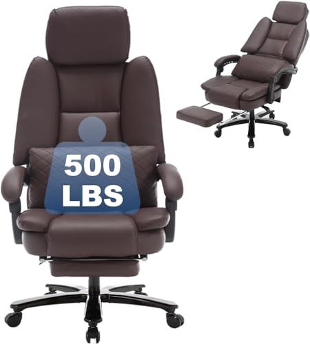 Comermax 500lbs Plus Size Office Chair with Lumbar Support, PU Leather Big and Tall Heavy Duty...