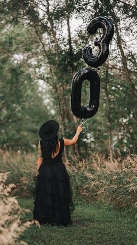 Image of 40 Inch Black Number 2 Balloon Birthday Party Decorations for Men & Women | 40 Inch Black inflatable foil number balloons, large birthday decorations for 2nd birthday