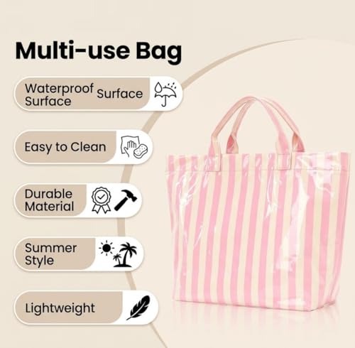 Bolsa Tote Rayada de PVC para Mujer Ligera miniatura 4