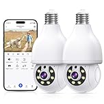 Light Bulb Security Cameras Wireless Outdoor 5g/2.4ghz WiFi, 2K HD Camera Surveillance Exterieur with Color Night Vision,Two Way Talk,Human Motion Sensor,Security Camera Outdoor Easy to Install (2Pcs)