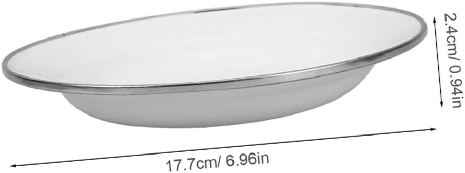 BESPORTBLE 4pcs 22cm Pure White Enamel Plates Thickened Vintage Small Serving Trays for Snacks Appetizers Food Plates Camping Tableware