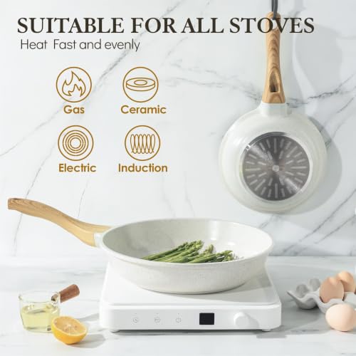SENSARTE 28cm Weiß Schweizer Keramikschicht Antihaft Bratpfanne Skillet – Ansicht 4