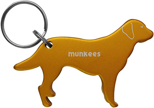 Munkees Dog Bottle Opener Keychain, Mini Pet Doggy Can Opener Key Ring, Small Pocket Beer & Wine Caps, Cute Puppy Key Chain - Assorted Colors (Labrador, Lab)
