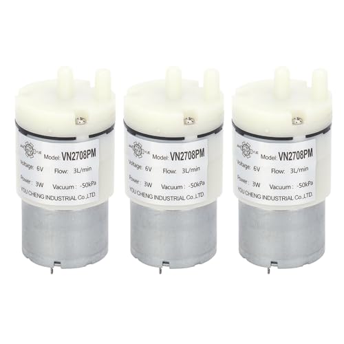 Pssopp 3Pcs Micro Diaphragm Pump DC6V 3W, Low Noise with Safety Features for Home Appliances, Mini Vacuum Water Air Motor, Pump