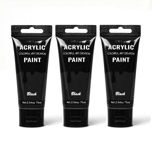 YULL Peinture acrylique noir mat - 225 ml Peinture noire imperméable et opaque pour métal, bois, verre, céramique, toile, pierre, tissu et cuir