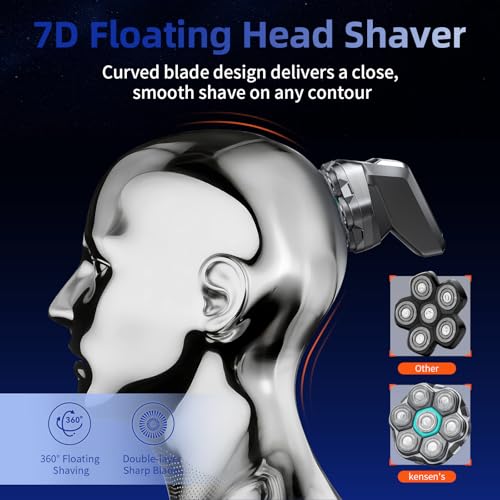 kensen 7D Head Shavers for Bald Men - Dual Speed Bald Head Shavers with LED Display, Elect - image 3