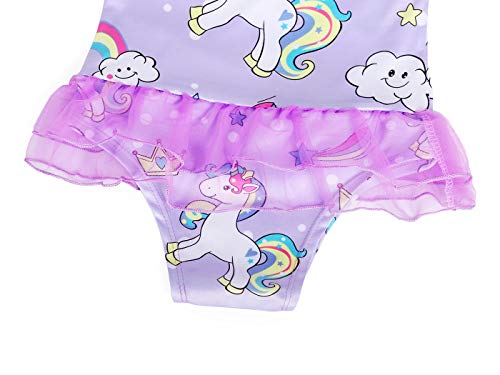 Cotrio Unicorn Swimsuit Little Girls One Piece Bathing Suit Swimwear Toddlers Kids Swimming Beachwear For Holiday Pool Party Size 6 (5-6 Years, Purple, 130) #TOP5