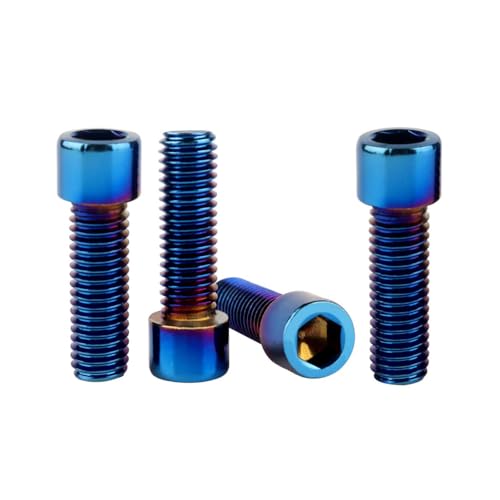 SZJIUZYD M8x20mm Bike Stem Screw Stainless Steel Allen Hex Bolts Titanium Finish for Bicycle Motorcycle Car Pack of 4 (Burnt Blue)