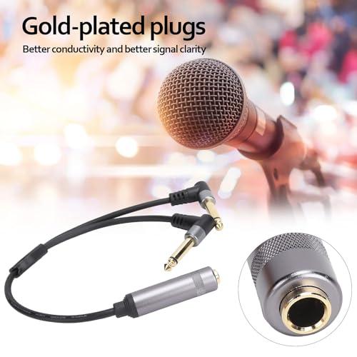 Cable divisor audio 6.35mm hembra a dos 6.35mm macho miniatura 3