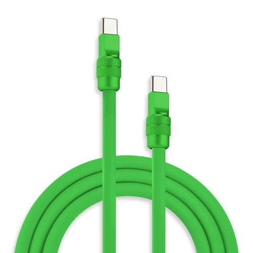 Image of chubbycable Chubby 2.0 Fast Charging Cable Durable Soft Silicone USB C Cable 240W Extra Thick Phone Charger Cord Data Transfer Cord, Green+Green, Type-C to Type-C, 16.4 FT