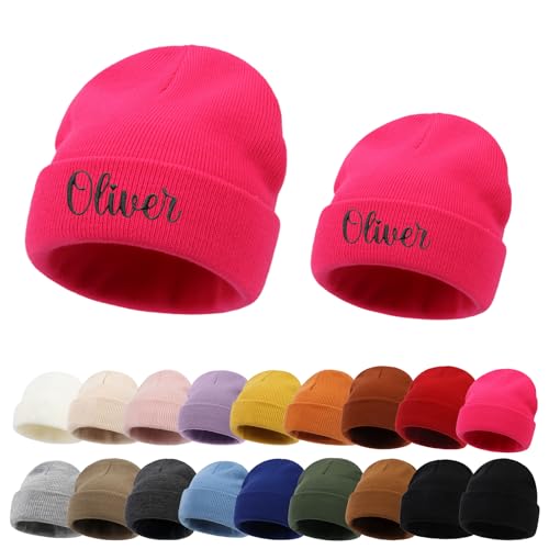 Custom Toddler Beanie Caps for Boys Girls, Personalized Embroidered Winter Hat for Kids, 3 Sizes Beanies for Baby to Adults