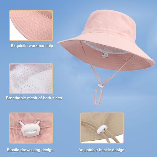2Pcs Parent-Child Sun Hat,UPF 50+ Toddler Bucket Hat for Mother&Baby Boys Girls Beach Hat4
