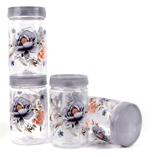 Image of 500 ml Set of 6 -Plastic Airtight Small Storage Container Boxes and Jar Kitchen Set - BPA-Free, Stackable Pantry Organizers for Kitchen Storage, Spices, Dry Fruits, Pulses (Grey)