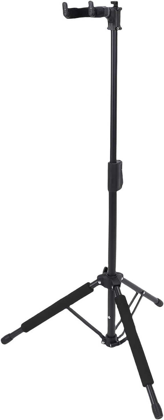 Guitar Stand, Gravity Lock Auto Adjusting Hook, Instrument Holder with Soft Flannel Padding & Height Adjustment, Ideal for Acoustic, Electric Guitar & Bass