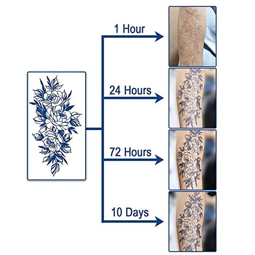 Miniatura 7 de Aresvns Tatuajes semipermanentes, 8 hojas impermeables y de larga duración, 2 semanas, tinta a base de plantas, calcomanías realistas de tatuajes