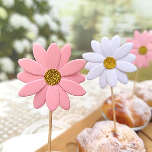 Mybbshower Pink White Daisy Party Picks Cupcake Toppers Toothpicks Food Picks Girls Baby Shower Birthday Party Decorations Pack Of 21 thumb #1