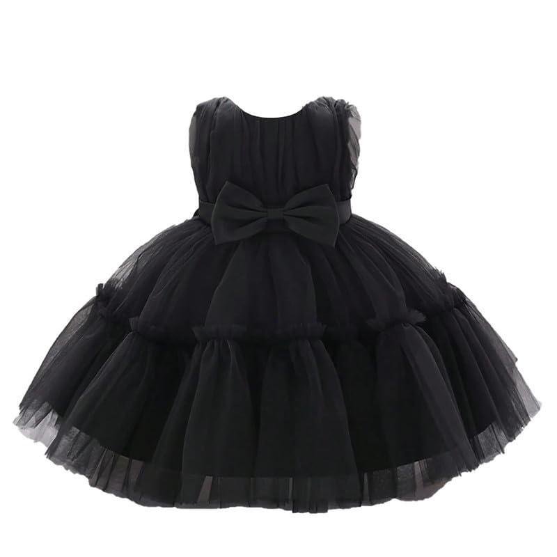 Image of Niren Enterprise Buggu Net Flared Ruffle Pattern Sleeveless Baby Girl's Knee Length Frock