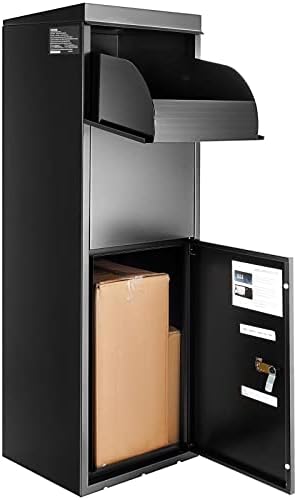 VEVOR Paketbriefkasten 35,5x29,5x105,5cm Paketbox Stahl Paletkasten 50kg Briefkasten Postbox XXL Briefkasten mit Paswortschloss Innenscharnier Anti-Diebstahl-Einwurföffnung für Pak