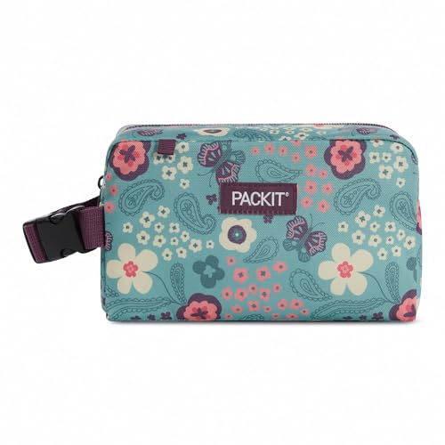 Image of PackIt Freezable Small Insulated Snack Box, Butterfly Paisley, with EcoFreeze Technology (Built-in Ice Pack), Mini Cooler or Small Lunch Bag, For Fresh Snacks On the Go, for Work, Gym, or Travel