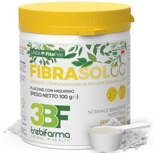 Trebifarma Fibrasol GG, Regolarità Intestinale di Cane e Gatto - Mangime Complementare in Polvere con Prebiotici Contro Diarrea, Colite e Stipsi - Facile da Somministrare – 100g