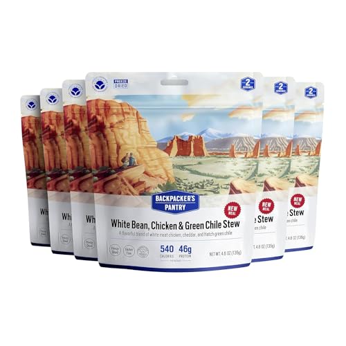 Backpacker's Pantry White Bean, Chicken, and Green Chile Stew | Freeze Dried Backpacking & Camping Food, 6 Count