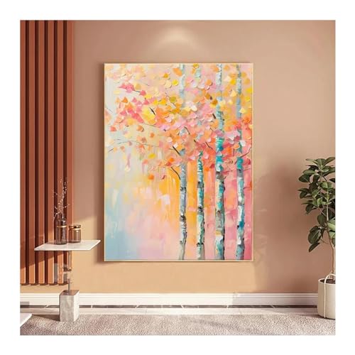 Art mural abstrait grand bouleau pour salon chaleureux boho