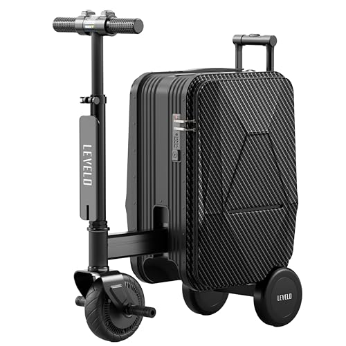 Levelo Portable Electric Scooter Luggage with 110kg Max Weight, 20L Capacity, Scooter Suitcase, Rideable Suitcase, Motorized Electric Luggage Scooter for Effortless Travel with Removable Battery