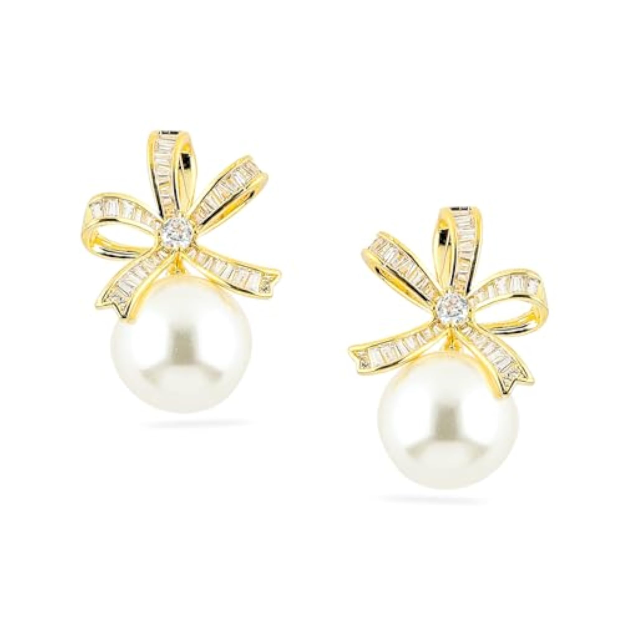 Women's AD Pearl Floral Drop Earrings, Trendy Gift