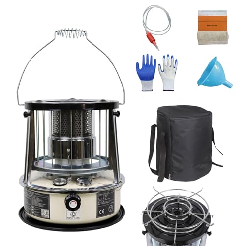 9000 BTU estufa de parafina Tanque de 4,6L estufas parafina Calefacción de emergencia sin electricidad Calentador para camping, garaje, hogar y emergencias.,Off-white-height-increasing