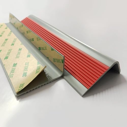 Protector de borde de escalera de goma en forma de L para peldaños de madera 120cm Rojo 8