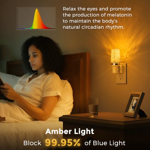 Image of L LOHAS LED Amber Night Light,Yellow Nightlight,Dimmable 100LM,Light Sensor