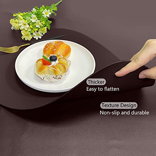 Conjunto de jogos americanos redondos de couro sintético com 4 tapetes de mesa laváveis e laváveis e