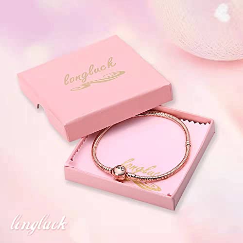 Longluck Longluck 925 Sterling Silver Rose Gold Snake Chain Bracelet Basic Charm Bracelets Fit Any Charm , With Love #TOP7