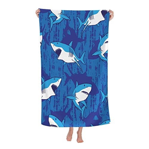 COMFAR Cute Shark Microfiber Beach Towel for Boys, Personalized Beach Towels for Kids, Sand Free Beach Towel Sandproof, Quick Dry Pool Towel 30'x 60'