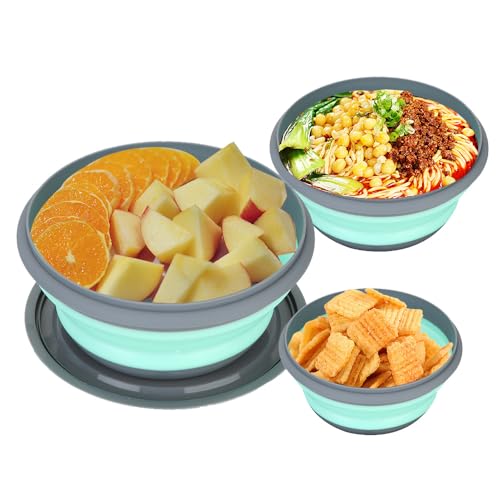 Anicy Faltbare Schüssel Camping Geschirr - 3 Stück Silikon Tragbare...