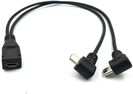 Duttek Micro USB Splitter Cable, Micro USB Splitter 1 to 2 Cable, Micro USB Female to Double 2 Micro USB Male Right Angle 90 Degree Converter High Speed Charging Cable Cord 25CM/10 Inch