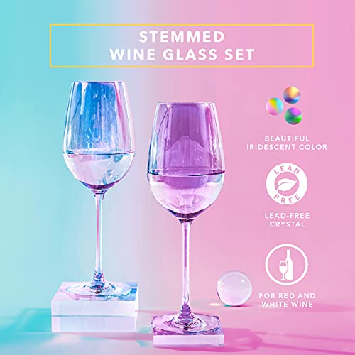 Dragon Glassware Wine Glasses, Iridescent Crystal Glass, Large Barware For Red And White Wine, Unique Gift For Wine Lovers, 17.5 Oz Capacity, Set Of 2 #TOP1