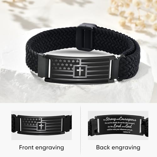 Pulsera VNOX American Flag Cross Verso Bíblico miniatura 6