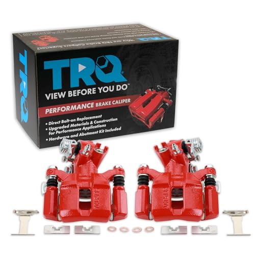 Image of TRQ Performance Rear Brake Caliper Set Caliper Brackets Compatible with 99-00 Honda Civic 92-93 Civic SI 95 Civic SI 94 Civic SI with 4 Wheel ABS Brakes 93-97 Civic Del Sol 94-96 Acura Integra