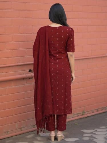 Image of ANNI Designer Women's Purple Printed Kurta Set | Pure Viscose 3 Piece Ethnic Suit Set with Pant & Dupatta | Festive for Women | Cotton Kurta Sets for Woman