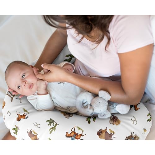 Image of Sweet Jojo Designs Western Cowboy Boy Nursing Pillow Cover Baby Breastfeeding Slipcover Infant Newborn Nursery Bottle Breast Feeding Pillowcase (Pillow NOT Included) Wild West Horse Cow Farm Animal