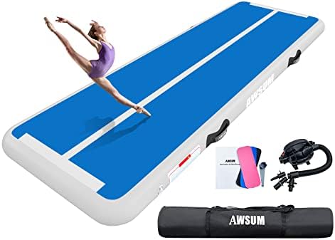AWSUM 13ft Air Mat Tumbling Tracks 4 inches Thickness Inflatable Gymnastics Training Mat with Electric Air Pump for Gym/Water/Yoga