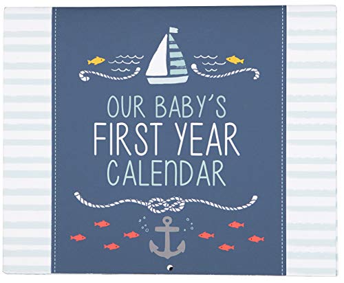 Image of Carter's BA3-14074 Blue Nautical First Year Baby Calendar for Boys with Stickers, 11'' L x 18'' H