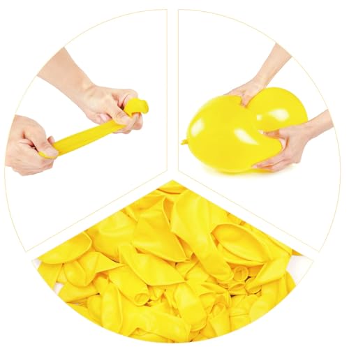 Image of 100pcs Balloons, 12 inch Yellow Latex Balloons Helium Quality for Gender Reveal,Birthday Party, Baby Shower, Honey Bee Party Decoration (with 66ft Ribbon)