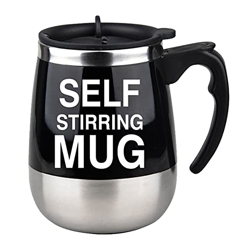 PAHION Elektrischer Eiweiß Shaker Shaker Proteinshake Edelstahl Selbstrührender Becher Batteriebetrieben Für Kaffee, Säfte Cocktails Tee Eiweiss- Und Diätpulver Cup(Black,Battery Fan Blade)