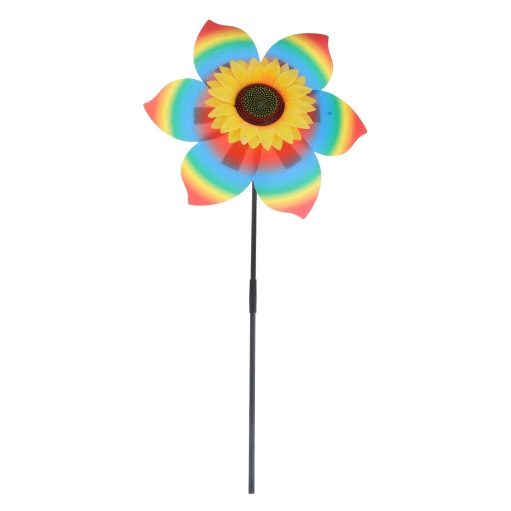 AnyCommand® Hot 3D Large Sun Flower Windmill Wind Spinner Whirligig Yard Garden Decor 2 Windmills Spinners Garden D cor Yard Outdoor Living Home-image-10