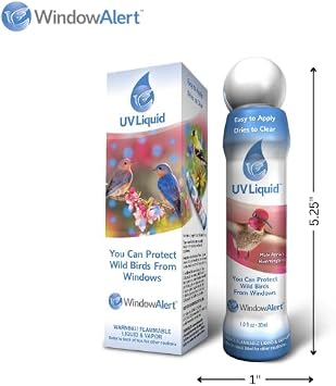 WindowAlert UV Liquid Marker | Anti-Collision Bird Deterrent to Prevent Bird Strikes on Windows and Glass Doors | Protect Wild Birds Around Homes and Buildings